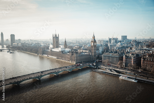 Aerial shot of the London Bridge in London, England photo