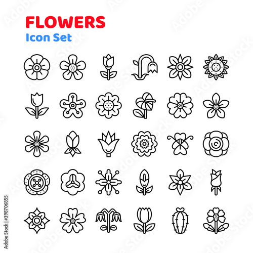 Flowers Iconset in Line Style