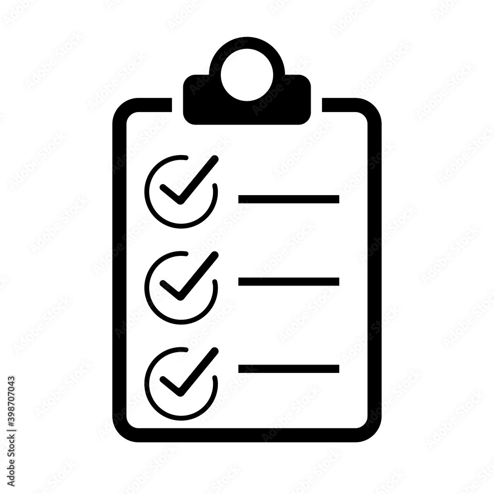 Check list vector icon on white background. Check list vector icon on white background.
