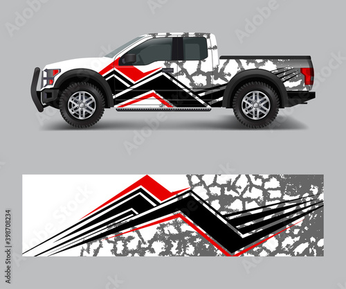 offroad vehicle wrap design vector. Pickup truck decal wrap design vector.