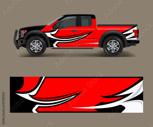 wrap graphic design vector for off road truck. Abstract sporty and adventure racing background. Full vector eps 10