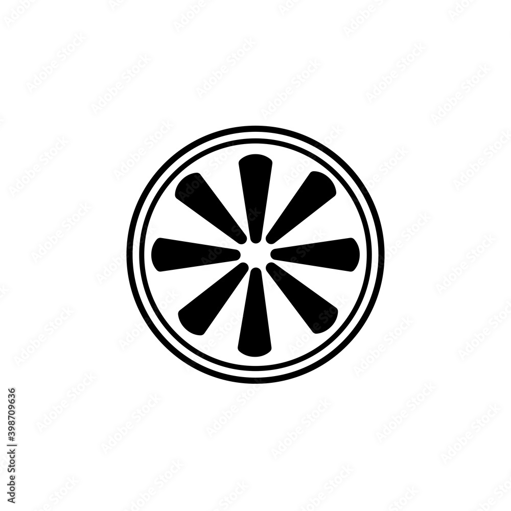 slice of lemon icon on white background. Vector illustration in flat cartoon design. Design for webpage, banner, poster, graphic, app. Orange. 