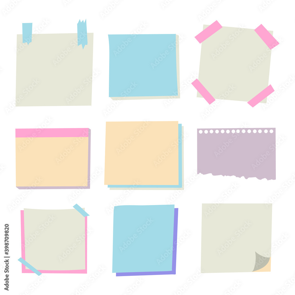 Set of different vector note papers. Set of different vector note papers.