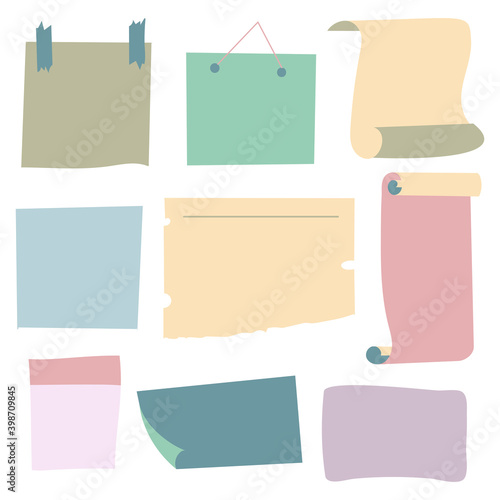 Paper notes. Copybook linear pages lists of notebooks different sizes stripped notes vector