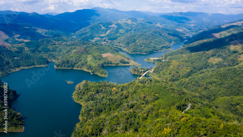 landscape aerial view mae suai dam andthe route with bridges connecting the city in valley © SHUTTER DIN