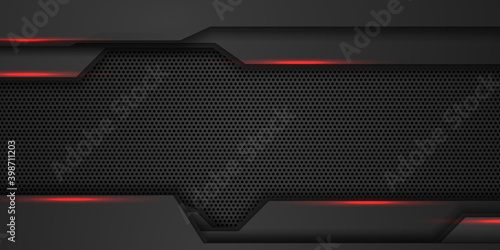 Abstract grey metallic overlap red light hexagon mesh design modern luxury futuristic technology background vector illustration. E-sport game abstract tech robotic background

