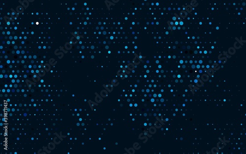 Dark BLUE vector cover with spots. Glitter abstract illustration with blurred drops of rain. Template for your brand book.