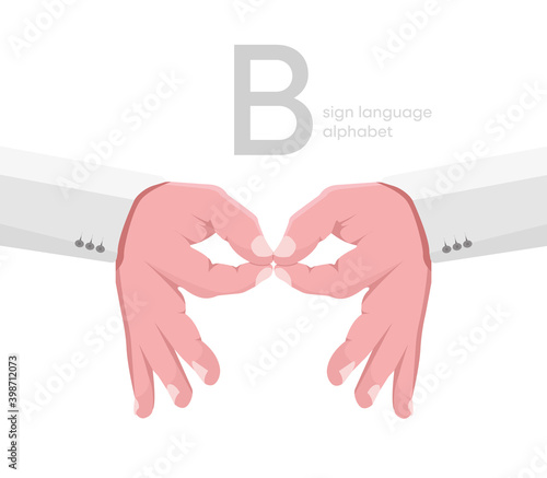 The letter 'B. Universal and Turkish handicapped hand alphabet letter B. Disabled hand. Hand tongue. Learning the alphabet, non-verbal deaf-dumb communication, expression gestures vector.