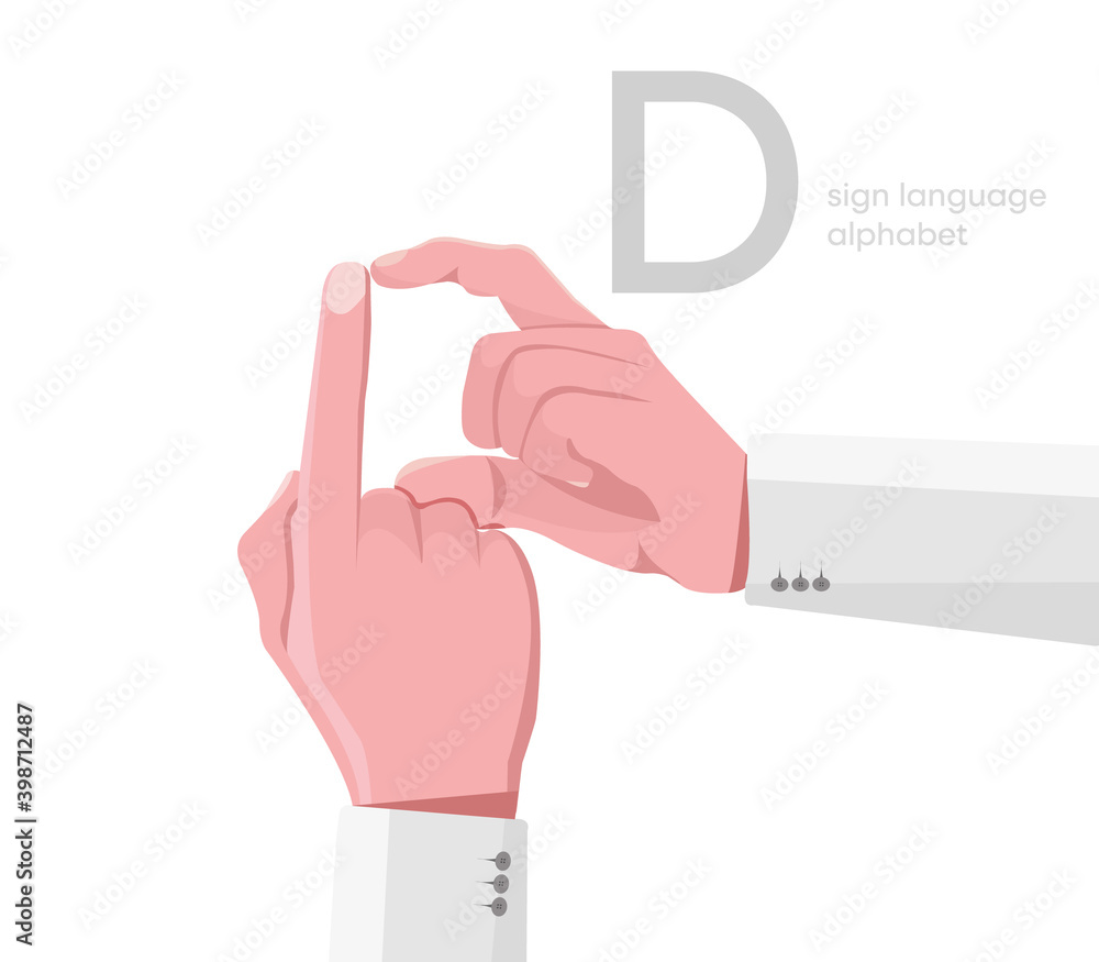 The letter 'D. Universal and Turkish handicapped hand alphabet letter D. Disabled hand. Hand tongue. Learning the alphabet, non-verbal deaf-dumb communication, expression gestures vector. The letter 'D. Universal and Turkish handicapped hand alphabet letter D. Disabled hand. Hand tongue. Learning the alphabet, non-verbal deaf-dumb communication, expression gestures vector.