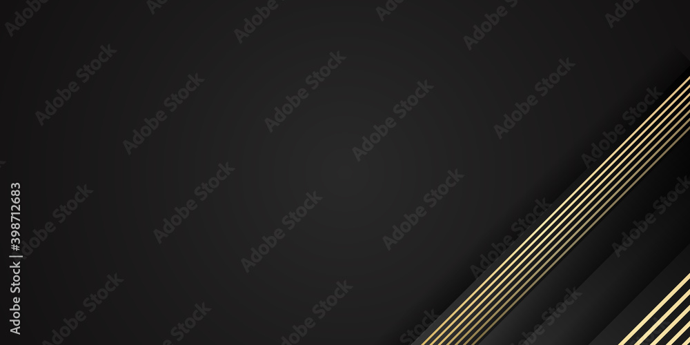 Black and gold abstract background. Modern abstract black background with gold line composition. Luxurious dark black with golden line background Black and gold abstract background. Modern abstract black background with gold line composition. Luxurious dark black with golden line background