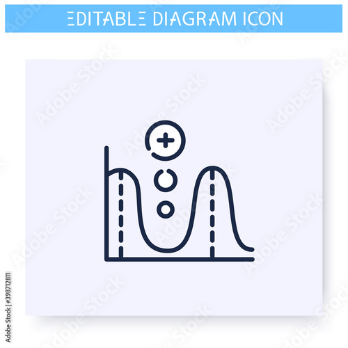 Function graph line icon. Mathematics scheme. Science, analytics, business visualisation. Infographic, presentation or planning scheme. Simple design. Isolated vector illustration. Editable stroke 
