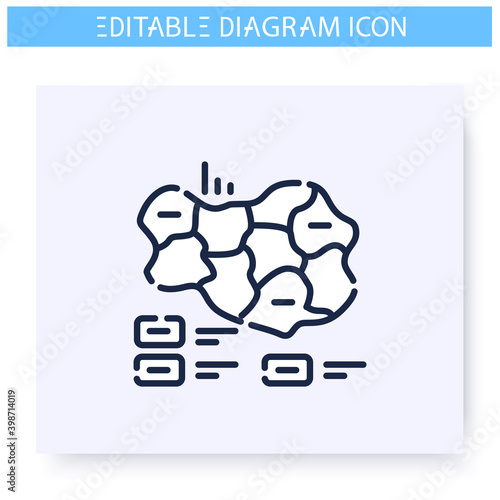 Cartogram line icon. Geographic, governmental and sociological, visualization. Infographic, presentation or planning scheme. Simple design. Isolated vector illustration. Editable stroke 