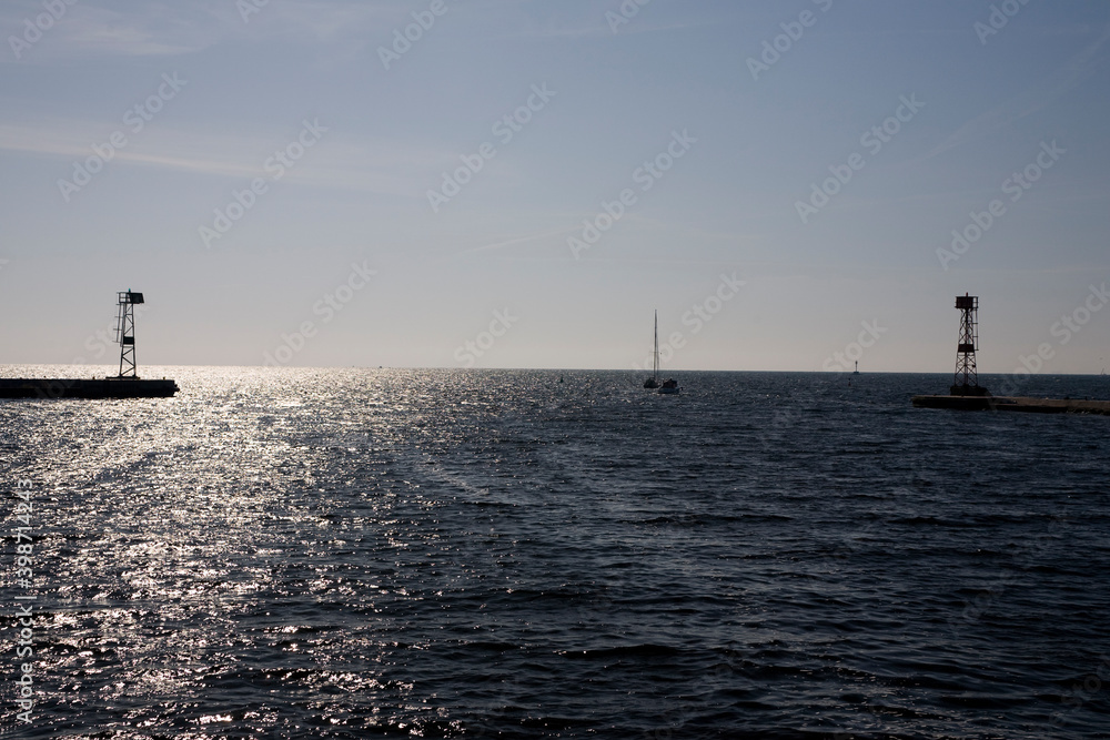 calm landscape of the baltic sea in poland on a sunny day