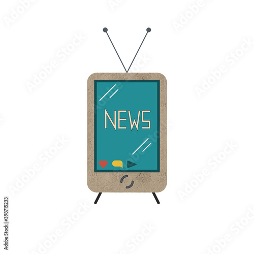 The symbol for news from the phone is an old TV with a channel switch.