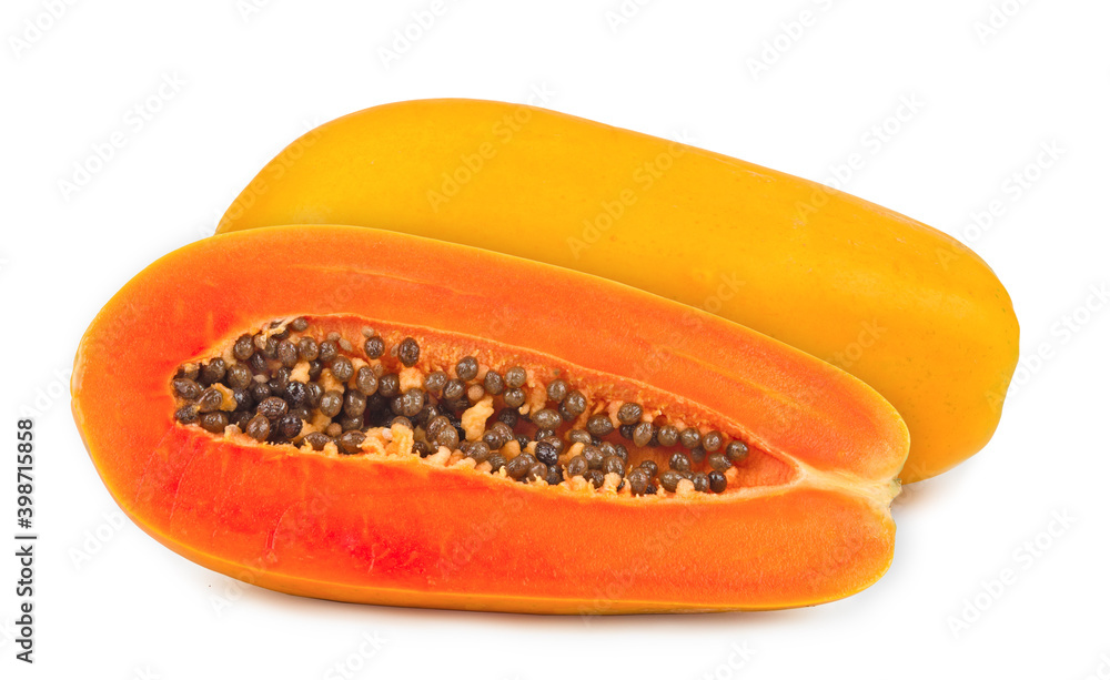 ripe papaya on white background ripe papaya on white background