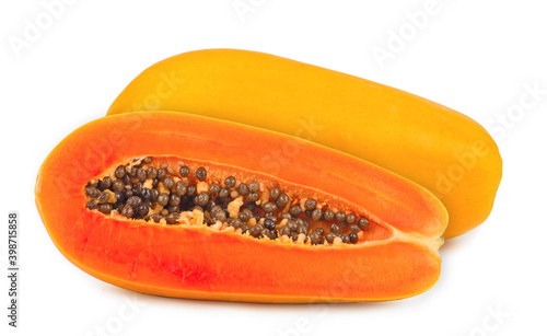 ripe papaya on white background