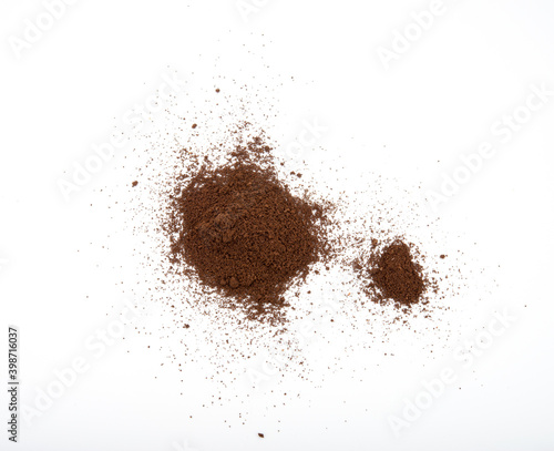 Pile of powdered, instant coffee on white background