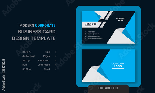 Modern blue creative business card design, Visiting card design template