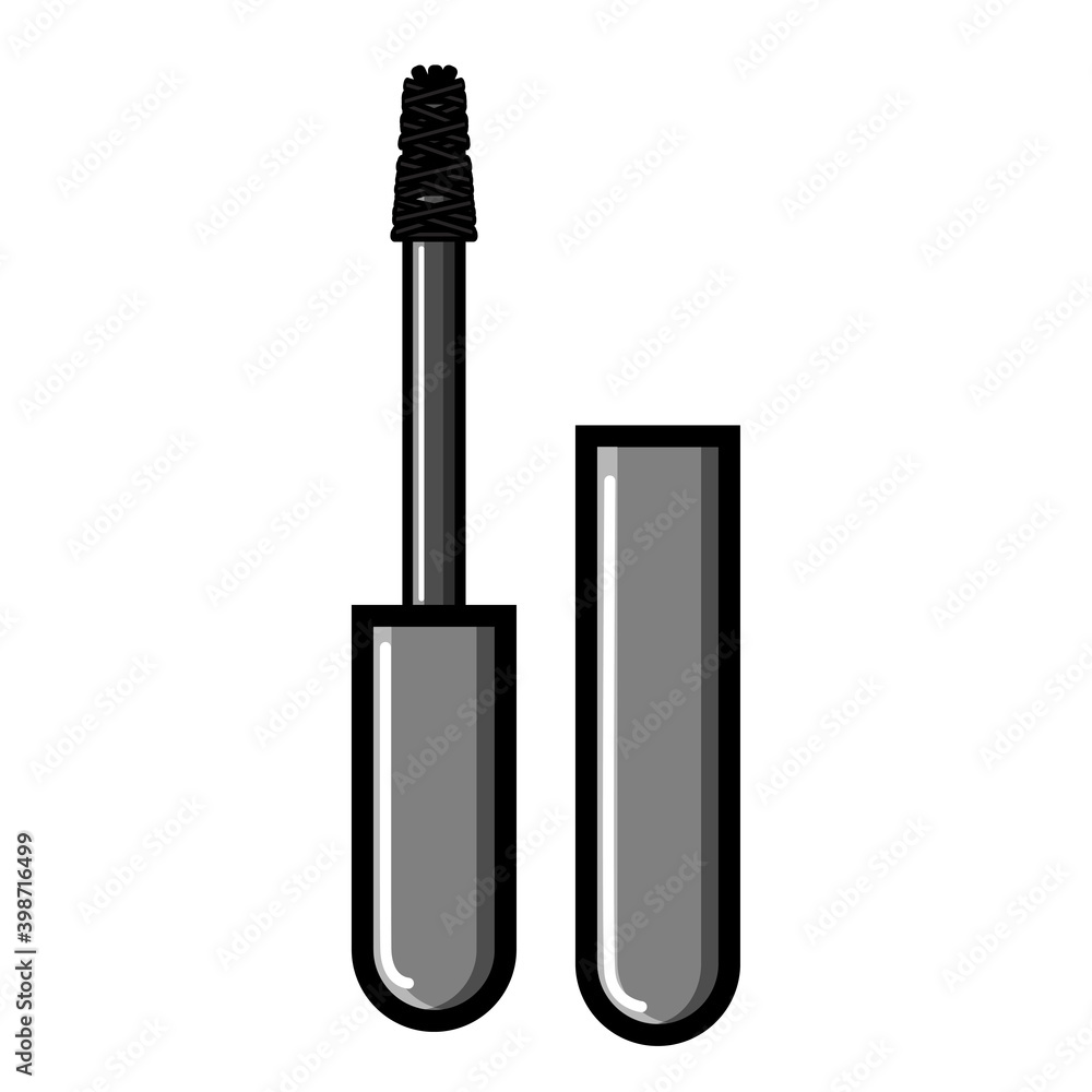 Beautiful simple flat icon of a small mascara for eye makeup makeup on scissors and eyebrows isolated on a white background. illustration Beautiful simple flat icon of a small mascara for eye makeup makeup on scissors and eyebrows isolated on a white background. illustration