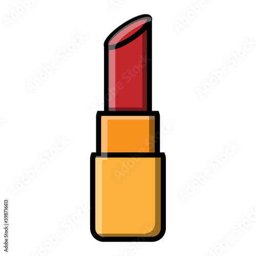 Small beautiful red lipstick for makeup and beauty guidance on the lips isolated on a white background. illustration