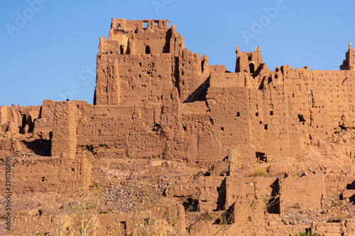 Canvas ancient kasbah in the atlas in morocco