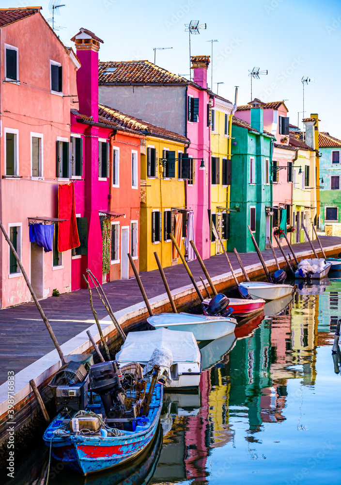 famous old town of Burano near Venice