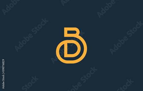 merged letter D with B, BD, DB logo design