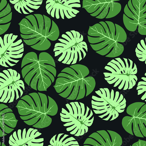 seamless pattern with monstera on a colored background. used in web design, branding, product design, and interior 