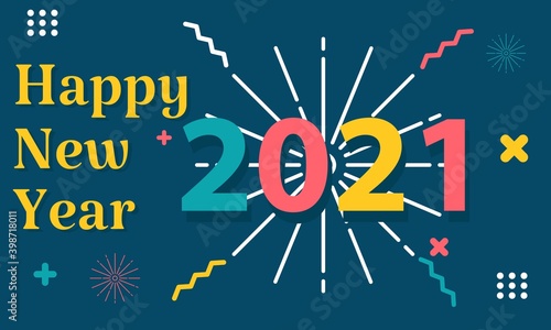 Happy New Year 2021 vector illustration isolated on color background. good for greeting cards, banners, web, parties and others.