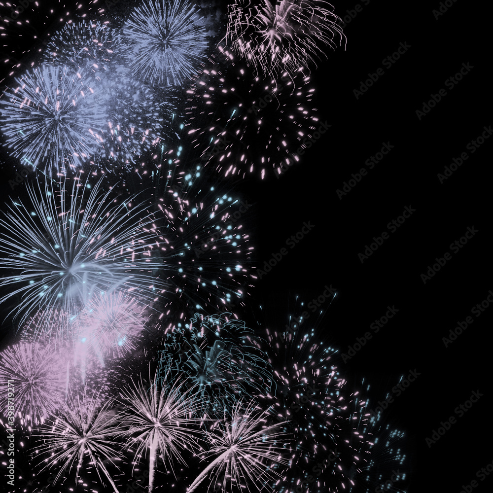 Fireworks at turn of the year, copy space Fireworks at turn of the year, copy space