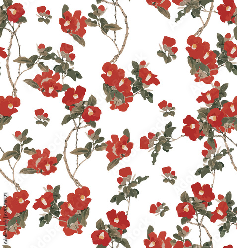 Wallpaper Mural Vintage Flowers Branches Concept Elegant Fashion Pattern Trendy Colors Seamless Design Torontodigital.ca