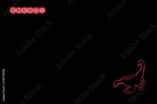 black background with scorpion and energy title