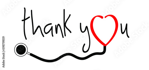 Slogan Thank you nurse. with stethoscope sign on 12 may. Medical health care. Thank you nurses day sign. Fun vector quote. Hand drawn word for possitive inspiration and motivation