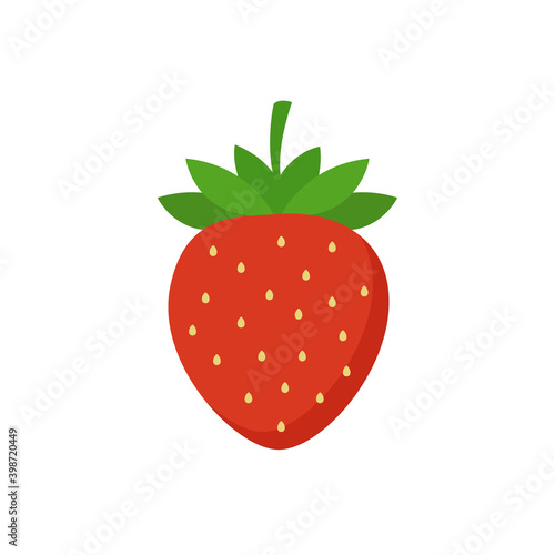 Strawberry fruit isolated on white background. Strawberry in flat style. Vector stock