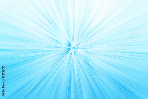 Abstract radial zoom blur surface of soft blue and white tones. Abstract soft blue background with radial, radiating, converging lines. 