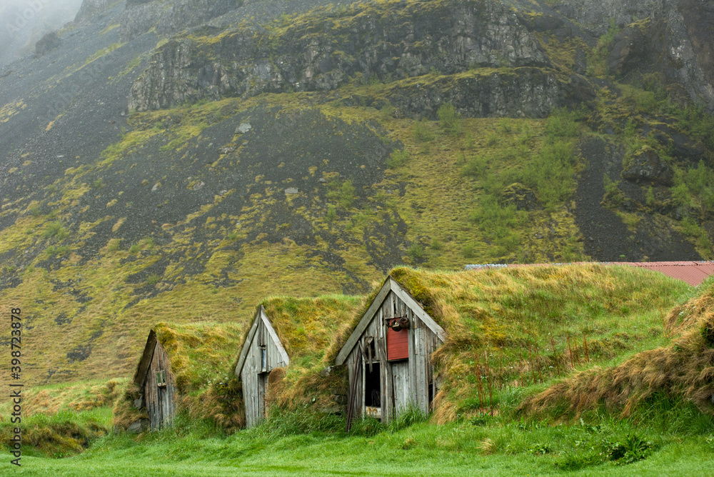 Abandoned turf houses in Nupsstadur, Iceland