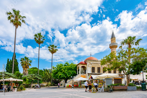Fototapeta Naklejka Na Ścianę i Meble -  Famous Eleftherias square view in Kos Town. Kos Island is popular tourist destination in Aegean Sea.