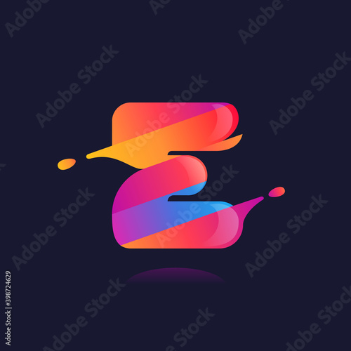E letter logo with vibrant wave gradient shift.