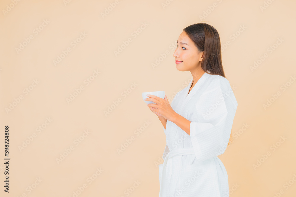 Portrait beautiful young asian woman with coffee cup Portrait beautiful young asian woman with coffee cup