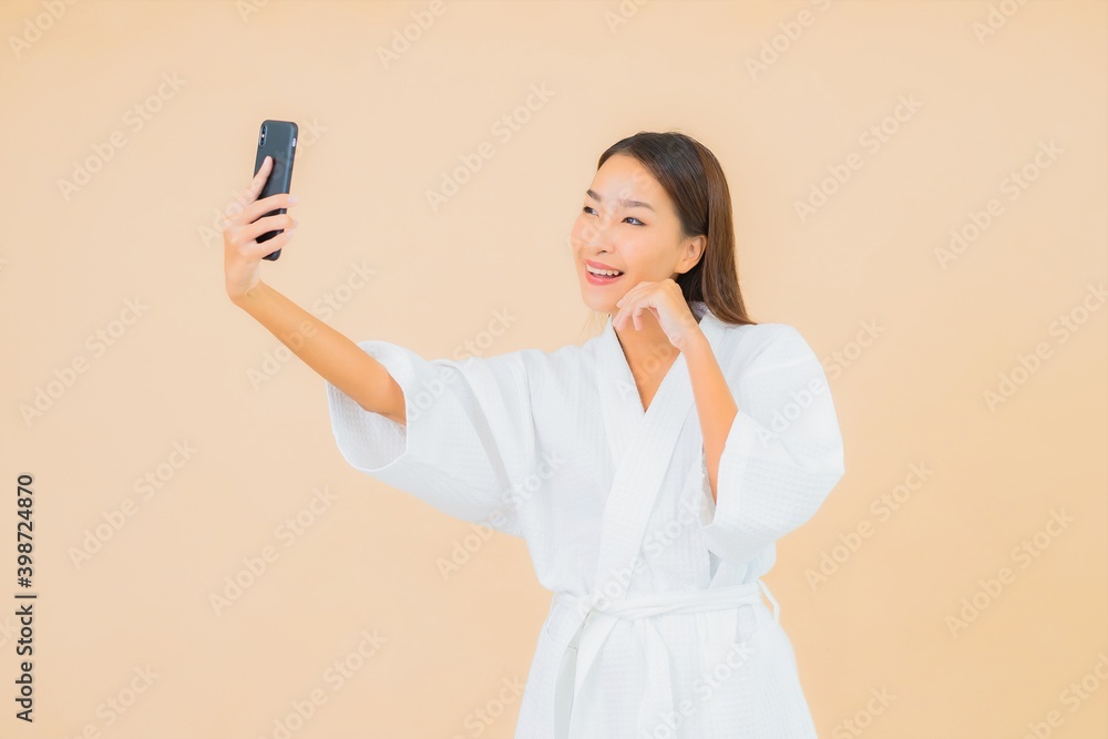 Portrait beautiful young asian woman use smart mobile phone Portrait beautiful young asian woman use smart mobile phone