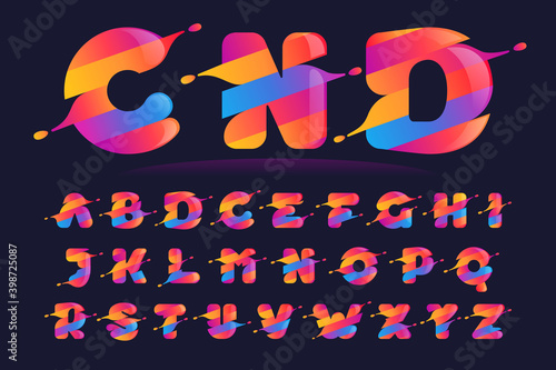 Alphabet with vibrant wave gradient shift.