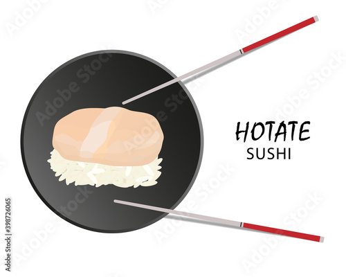Hotate sushi roll, Asian food, flat style