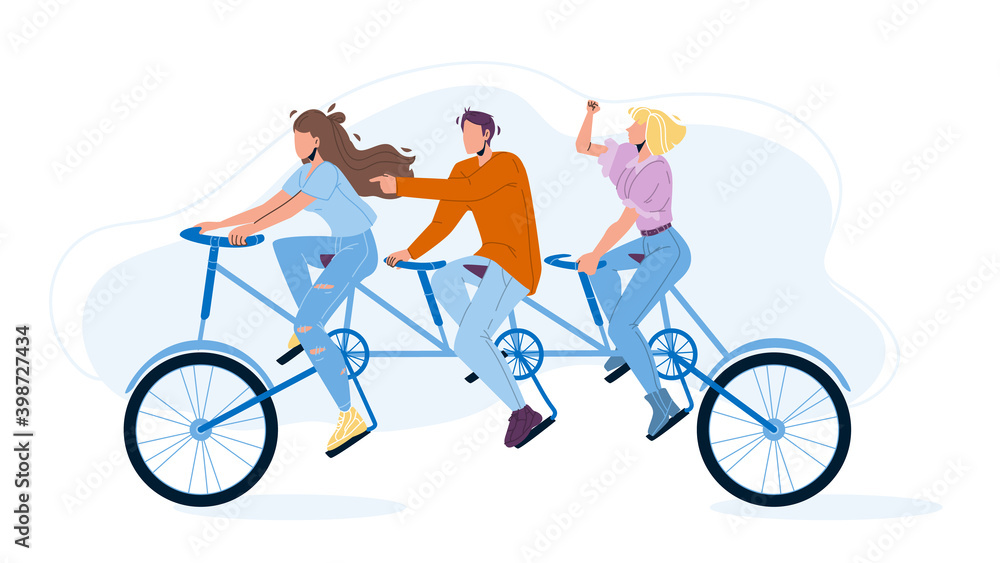 Collective Boy And Girls Riding Tandem Vector Collective Boy And Girls Riding Tandem Vector