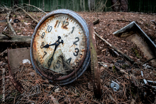 old rusty clock Chernobyl 