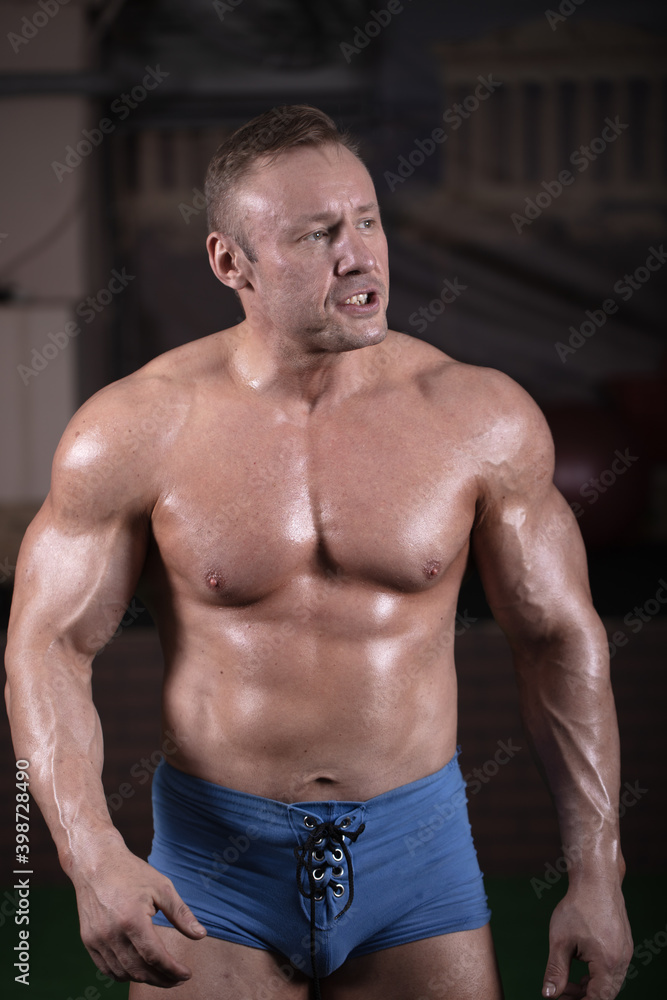 Portrait of a male bodybuilder in the gym Portrait of a male bodybuilder in the gym