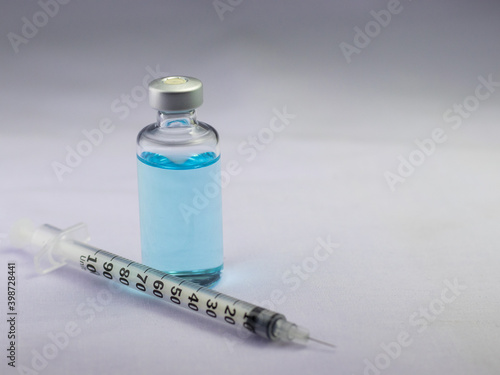 Vaccine and Healthcare Medical concept.Vaccines and Syringes on white background for immunization and treatment from virus (novel coronavirus disease 2019,COVID-19,nCoV2019)