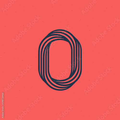 Number zero logo made of five parallel lines with noise texture.