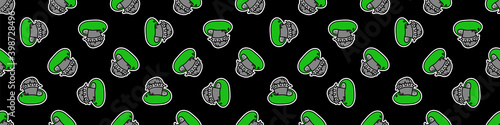 Punk rock mushroom vector seamless border. Simple alternative banner. Kids fungi emo rocker cute hand drawn cartoon grungy tattoo with attitude motif. 