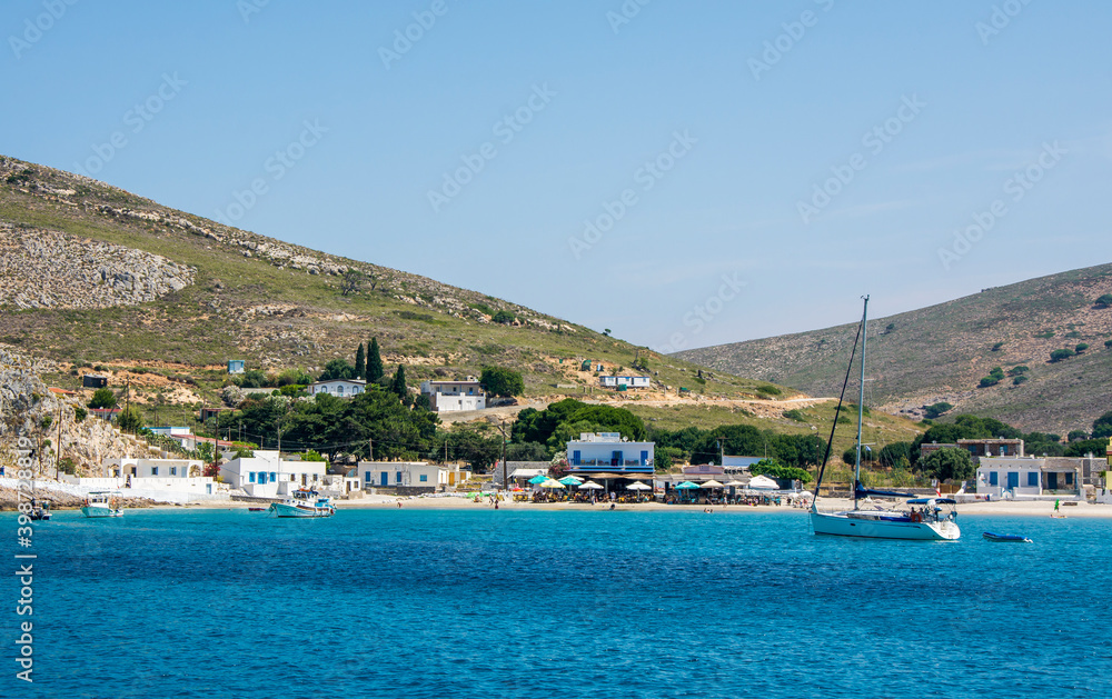 The Beach of Pserimos Island. Pserimos is small Greek Island in Aegean Sea.