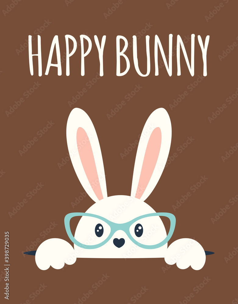 Obraz premium easter card with rabbit in hole, vector illustration
